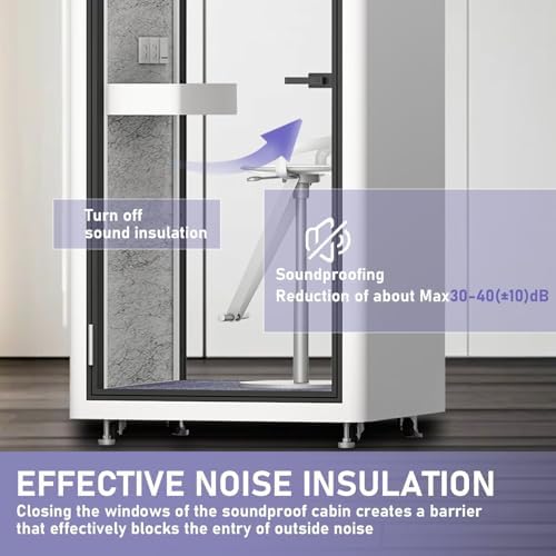 Office Pod Booth with Audio Privacy - Portable Soundproof Booth with White Modern Style,Phone Pod with Light,Ventilation,Socket for Study,Singing Room,Telephone Booth(39.37IN) - Image 3