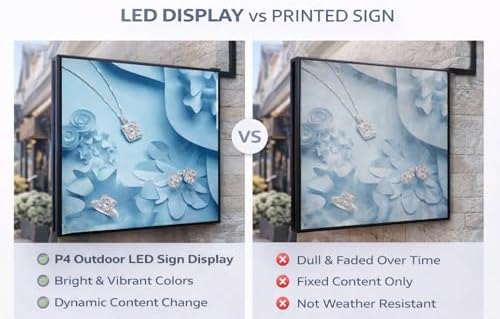P4 Outdoor LED Sign Display 40x40 Inch, Full Color Programmable Digital Signage with WiFi & USB Control, 240x240 HD LED Video Screen for Storefront Advertising, Supports Video Images Scrolling Text - Image 6