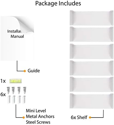 Wallniture Bali White U Shape Floating Shelves for Wall, CD DVD Storage Shelves and Metal Bookshelf Set of 6 - Image 7