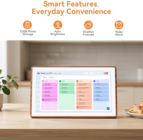 15.6" Smart Digital Calendar, Family Hub Planner (Walnut) - Image 3