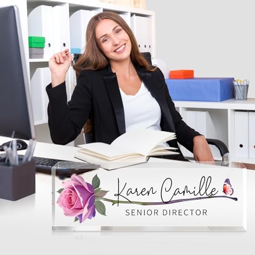 Custom Office Name Plate for Desk - Name Plate Personalized Gifts for Coworkers, Boss, Teacher, Social Worker - Acrylic Office Desk Decor for Women Men - Employee Appreciation Gifts (purple pink) - Image 6