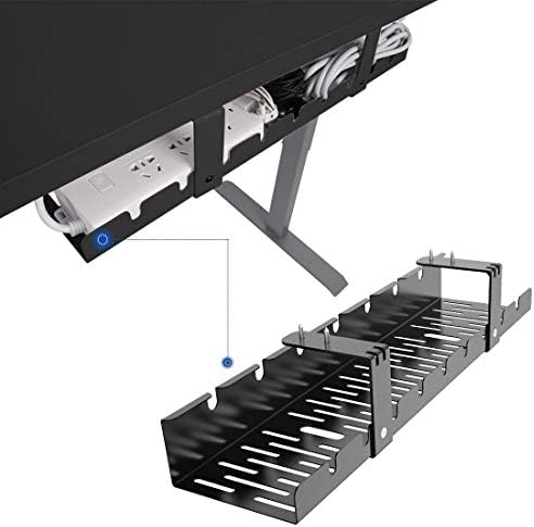 FLEXISPOT Under Desk Cable Management Tray, Metal Raceway Wires Cable Tidy Organizer, Office and Home Cable Tray Use for Standing Desk (Black) by Unknown