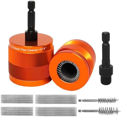 1/2" & 3/4" Cleaner Set for Drill,with 1/4" Hex Shank & 6 Brush Blades 2 Pipe Cleaning Brush,Drill Copper Pipe Cleaner for Removing Rust,Stains Paint from Copper Metal Pipes by Unknown