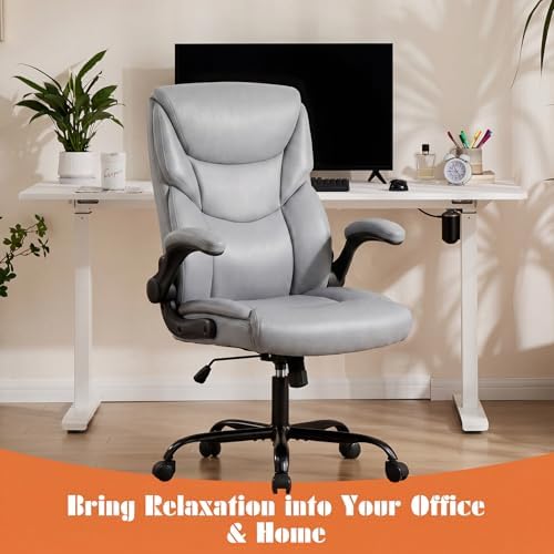 Sweetcrispy Office Chair Set of 2, Heavy Duty Desk Chair, PU Leather - Image 4