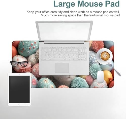 Easter Bunny Gaming Mouse Pad 31.5"x11.8" Large Extended Pad Desk Mat Anti-Slip Rubber Base & Durable Stitched Edges for Gamers Smooth Mouse Pad Writing Surface for Desk Office/Home - Image 7