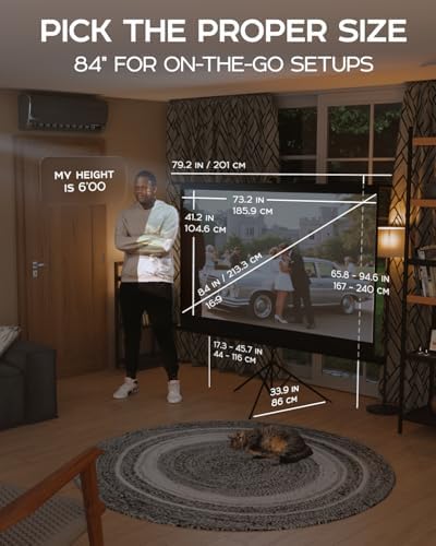 Projector Screen with Stand 84 inch 16:9 for Movies & Presentations - Image 3