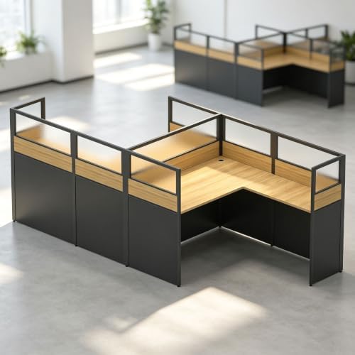 Nykto Office CubicleDesk with Mute Privacy Panels (C2 Person-F, Walnut) by Nykto