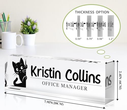 Custom Name Plate for Desk, Personalized Desk Name Plate on Clear Acrylic Glass, Appreciation Gifts for Teacher Employee Boss Coworkers Nurse, Office Desktop Accessories For Women Men (Slate) - Image 6