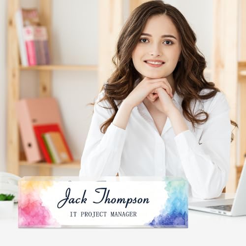 Custom Name Plate for Desk, Acrylic Desk Name Plate Personalized, Employee Appreciation Gifts, Office Desk Accessories for Women Men Teacher Nurse, Coworker Gifts for Manager Assistant (Sunrose) - Image 2