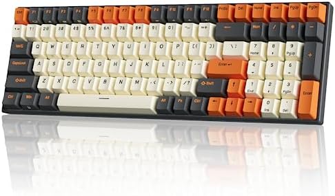 RK ROYAL KLUDGE RK100 Wireless Mechanical Keyboard RGB Backlit Bluetooth5.1/2.4G/Wired 96% Full Size 100-Key Hot Swappable Gaming Keyboard Red Switch Carbon by RKROYALKLUDGE