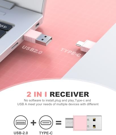 DINOSTRIKE Pink Wireless Presentation Remote with Air Mouse, Rechargeable USB C Slide Clicker Compatible with PowerPoint for Mac and Windows Laptops (2.4GHz) - Image 3