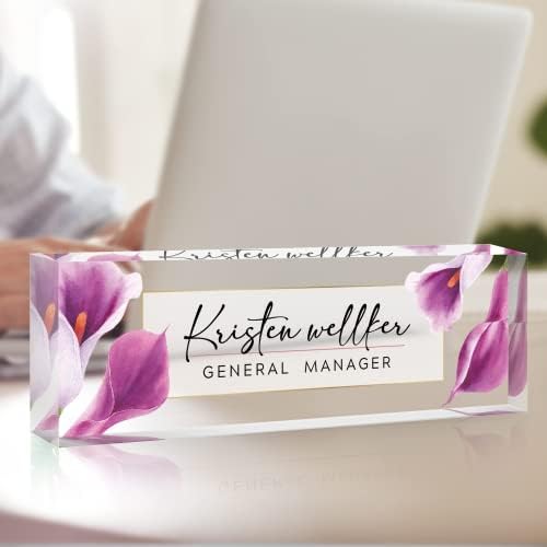 Desk Name Plate Personalized,Premium Clear Acrylic Desk Name Plate,Personalized Name Plate for Desk, Office Decor for Women or Men Coworkers, Boss, Employee, Teacher, Social Worker (Style-Purple)… - Image 7