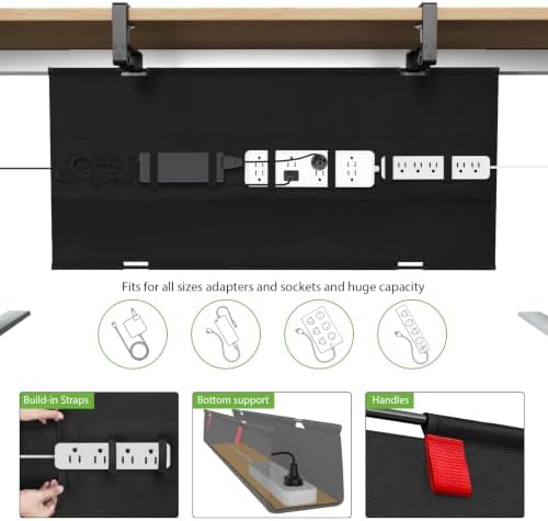KEEGH Large No Drill Under Desk Cable Management Tray 36 in, Black - Image 3