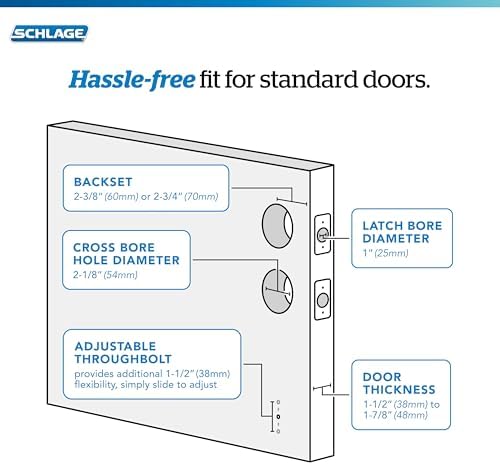 SCHLAGE Century Front Door Handleset, Right Hand Accent Lever, Bright Brass - Image 6