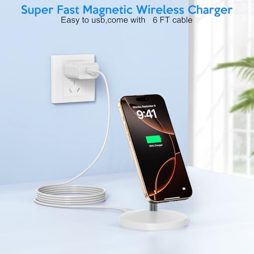 Magnetic Wireless Mag Safe Charger iPhone Stand,Magnet Wireless iPhone Charger Stand 6FT Fast Mag-Safe Charging Station Pad for Apple iPhone 16 Pro Max/16/16 Plus/15 Pro Max/14/13/12,AirPods Pro 2/3/4 - Image 2