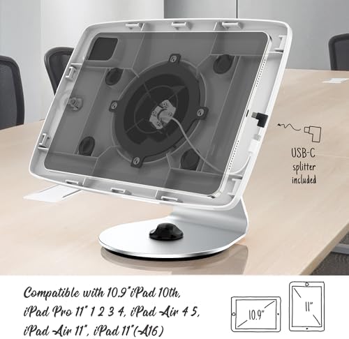 Tablet Kiosk Stand for Desk with Lock - Rotatable Swivel Compatible with 10.9" iPad 10th, Pro 11" 1 2 3 4, Air 4 5, Air 11"(M2/M3/M4), iPad 11"(A16) - BSC109WA - Image 4