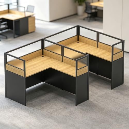 Nykto Office CubicleDesk with Mute Privacy Panels (B2 Person-S, Walnut) by Nykto