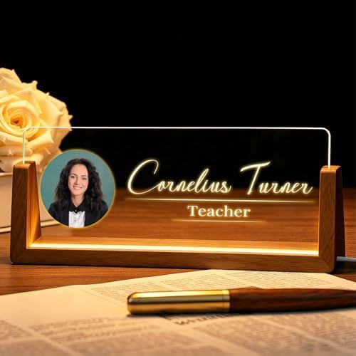 Desk Name Plate Personalized with LED Light - Custom Name Plate for Office Decor, Professional Appreciation Gifts for Bosses, Coworkers, Teachers, Men & Women by Unknown