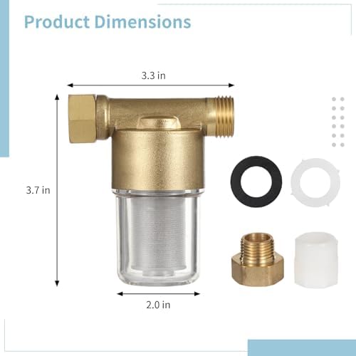 yeesport Garden Hose Sediment Filter, Inline Water Filter Washing, Machine Water Filter for Electric Water Heater, Shower, Garden Hose, Anti Clogging, 3.7 x 3.3 x 2.0 in - Image 4