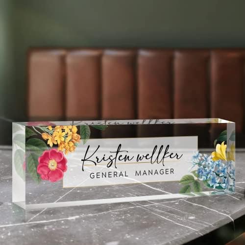 Desk Name Plate Personalized, Premium Clear Acrylic Desk Name Plate, Personalized Name Plate for Desk, Office Decor for Women or Men Coworkers, Boss, Employee, Teacher, Social Worker (Style-Red) - Image 7