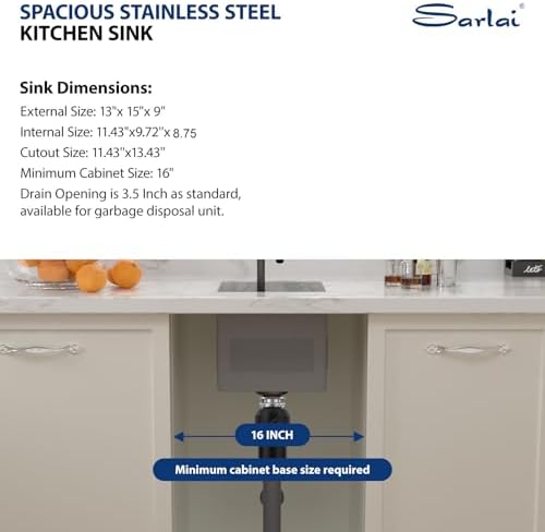 Sarlai Black Undermount Bar Sink With Foldable Faucet - 13x15 Inch Outdoor Black Kitchen Sink RV Workstation 16 Gauge Stainless Steel Single Bowl Handmade Outdoor BBQ Sinks with Lid - Image 7