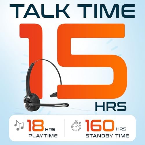 Delton 10X Bluetooth Computer Headset, On-Ear Single Ear Wireless Headset | with Noise Canceling Mic for Computer/Laptop/Call Center/Truck Driver, Works with All Meetings Apps - Black - Image 4
