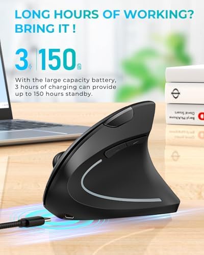 Lekvey Ergonomic Mouse, Rechargeable 2.4G USB Vertical Wireless Mouse - Image 4