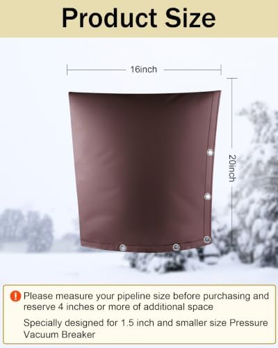 Backflow Preventer Pipe Insulation Cover (5°F), POROLIR 20"X16" Thicker Pressure Vacuum Breaker Cover, Water Well Pump Sprinkler Valve Cover for Winter Freeze Protection, Coffee - Image 2