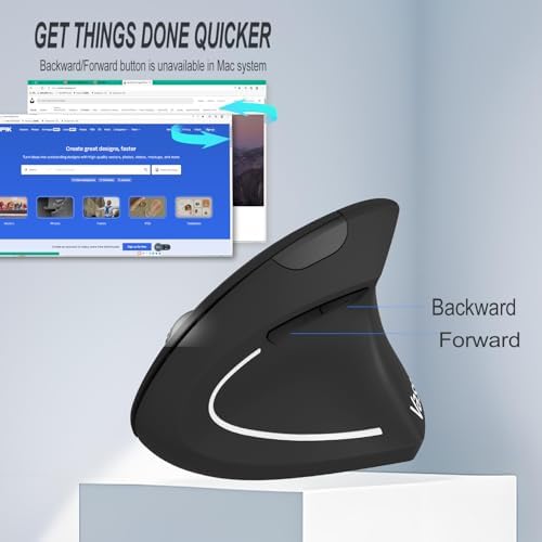 Vassink Ergonomic Mouse, Rechargeable Wireless Mouse,2.4GHz Rechargeable Wireless Vertical Optical Mice with USB Receiver, 6Buttons, 800/1200/1600 DPI, for Laptop, PC, Computer - Image 4