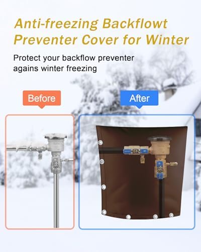 Backflow Preventer Pipe Insulation Cover (5°F), POROLIR 24"X24" Thicker Pressure Vacuum Breaker Cover, Water Well Pump Sprinkler Valve Cover for Winter Freeze Protection, Coffee - Image 3