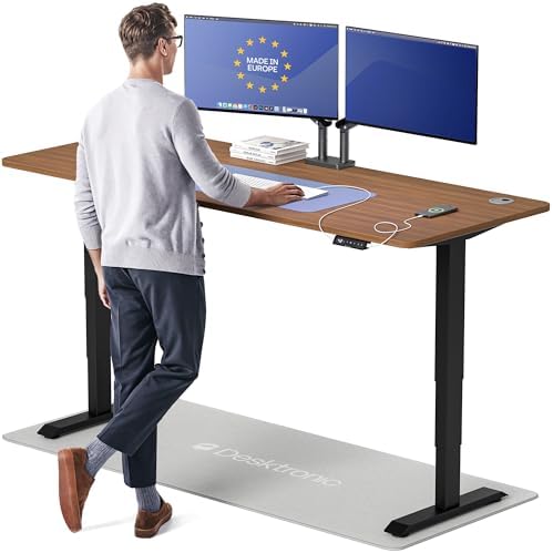 Desktronic HomePro Standing Desk 80x30 — Made in Europe, Ergonomic Sit Stand Home Office Desk, Electric Height Adjustable, Dual Motor, USB & USB-C Charging, Wobble-Free, Touchscreen, 3 Memory Presets by Desktronic