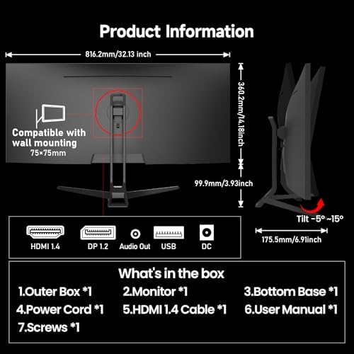 Gawfolk Gaming Monitor 34 inch IPS 120Hz, Ultrawide PC Screen 2560×1080P - Image 6