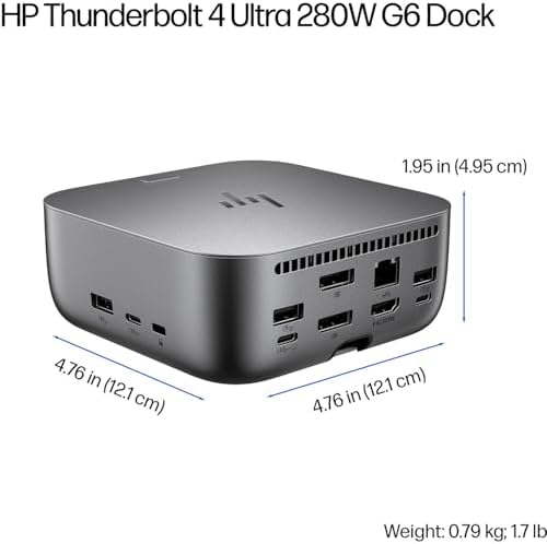 HP 280W Thunderbolt 4 Ultra Dock Port Replicator Bundle w/DKZ Hub (Universal Thunderbolt/USB-C Docking Station, Single Cable for Charging, Data Transfers to Any Brand Laptop) - Image 5