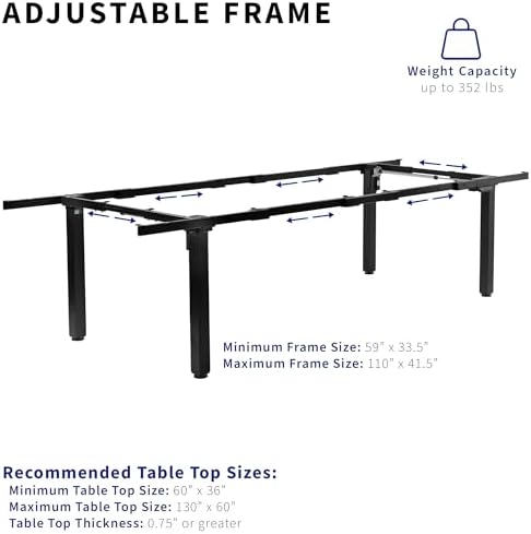 VIVO Black 4-Leg Dual Motor Electric Standing Desk Frame, DESK-E-400B - Image 3