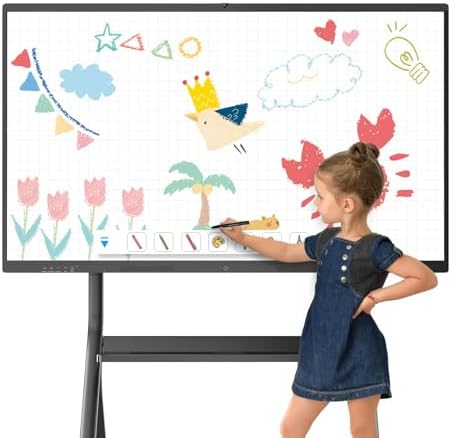 55'' Smart Board, 4K UHD Interactive Touchscreen Whiteboard, Android 14 8+128GB Wireless Smartboard for Classroom Home Office Studio by JASZDOT