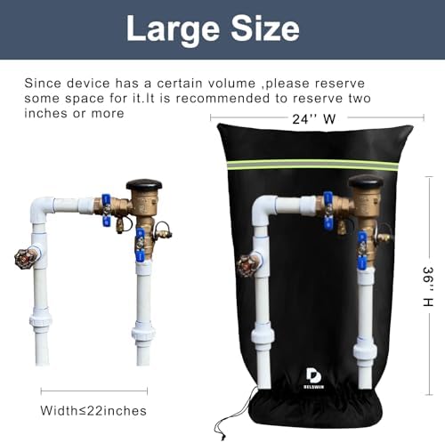 DELSWIN Backflow Preventer Pipe Insulation Cover - 24" W X 36" H Insulated Pouch for Winter Freeze Protection, Waterproof Sprinkler Valve Covers for Outside Irrigation, Well Head, Well Pump, Faucet - Image 3