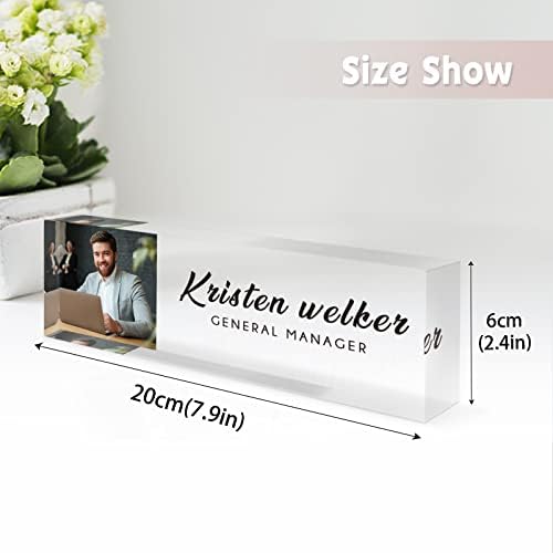 Desk Name Plate Personalized, Custom Name Plates for Desks with Photo/Logo, Personalized Clear Acrylic Glass Block, Office Gifts for Cowrkers, Boss, Teacher/Employee Appreciation Gifts - Image 6
