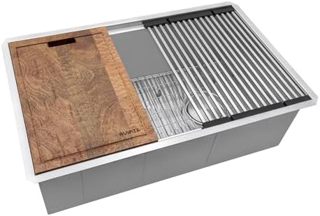 Ruvati 36-in 16-Gauge Rounded Offset-Drain Workstation Sink - RVH8596 by Unknown