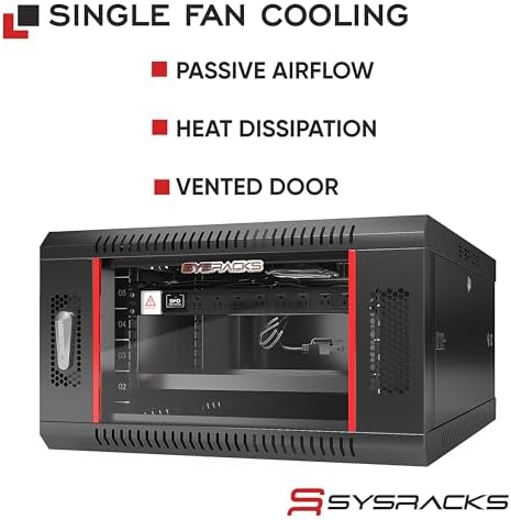 6U Wall Mount Server Rack Cabinet 24” Deep, 19” Network & AV Enclosure for Home Lab with Fan, PDU, 1 Shelf, Locking Glass Door - Image 2