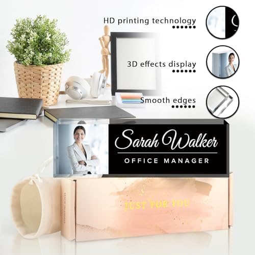 Personalized Desk Name Plate with Photo, Custom Name Plate for Desk, Office Decor for Women Men, Acrylic Desk Accessories, Office Gifts for Boss Manager Nurse Teacher, Employee Appreciation Gifts - Image 5