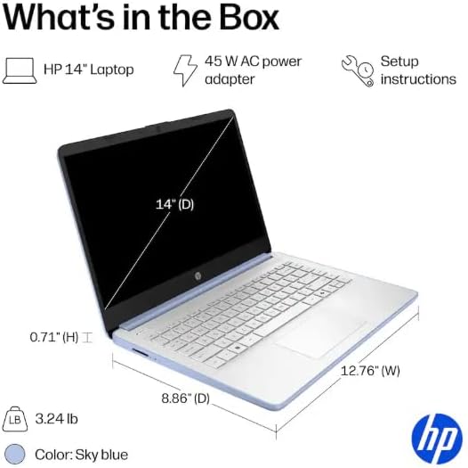 HP 14" Business Laptop Computer with 1-Year Office 365, Intel Quad-Core N150 Processor, 4GB RAM 384GB Storage (128GB UFS+256GB SD Card), Windows 11 Home, PLUSERA Earphones, Sky Blue - Image 5
