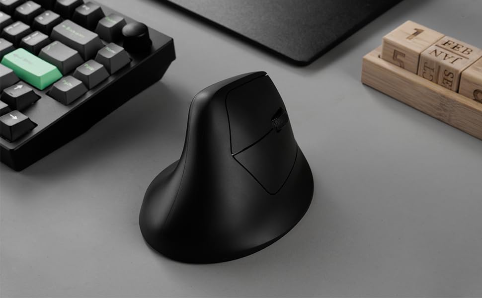 Keychron M5 Wireless Ergonomic Mouse, 8000Hz Tri-Mode 2.4 GHz/Bluetooth 5.1/Wired, PixArt 3950 Sensor, 30000 DPI, Ergonomic Lightweight Programmable Macro Button for Windows PC/Mac - Black - Image 2
