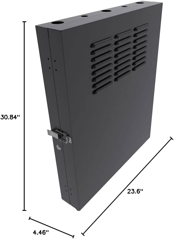 NavePoint 2U Vertical Server Rack Enclosure, Low Profile, 23.6" Deep, Max Weight Capacity 150 lbs - 2U Network Cabinet Vertical Wall Mount, Perforated, Black - Image 5