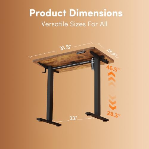 FEZIBO 32" Small Electric Standing Desk Height Adjustable Desk Rustic Brown - Image 3