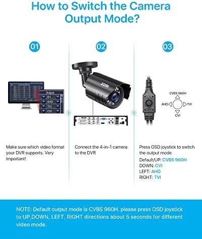 ZOSI 1080P CCTV Camera Outdoor Indoor Hybrid 4 in 1 HD TVI/CVI/AHD/CVBS Home Security Cameras System,Night Vision,Waterproof Metal Housing Bullet Cam For 960H,720P,1080P,5MP,4K analog Surveillance DVR - Image 3