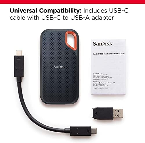 Sandisk 4TB Extreme Portable SSD, Up to 1050MB/s, USB-C, USB 3.2 Gen 2, IP65 Water and Dust Resistance, Updated Firmware, External Solid State Drive, SDSSDE61-4T00-G25 - Image 3
