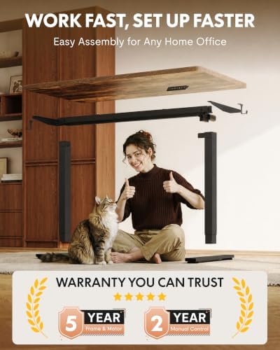 FLEXISPOT EN1 40"x24" One-Piece Standing Desk, Rustic (Black Frame) - Image 4