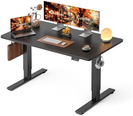CubiCubi Electric Height Adjustable Standing Desk 55x28 Inch, Black by CubiCubi