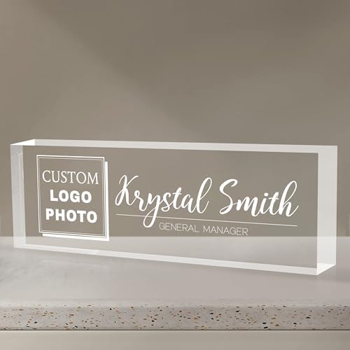 Custom Name Plate for Desk | Personalized Logo Desk Name Plate | Personalized Boss Employee Teacher Appreciation Gifts | Acrylic Name Plate Office Desk Accessories by EOBIBIFUN