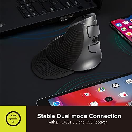 DELUX Ergonomic Vertical Mouse, Rechargeable Vertical Mouse (M618G DB) - Image 6